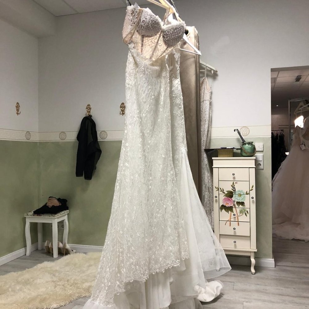Pollardi Designer Bridal Dress in Ivory - Handmade in Europe - Size 38 - New